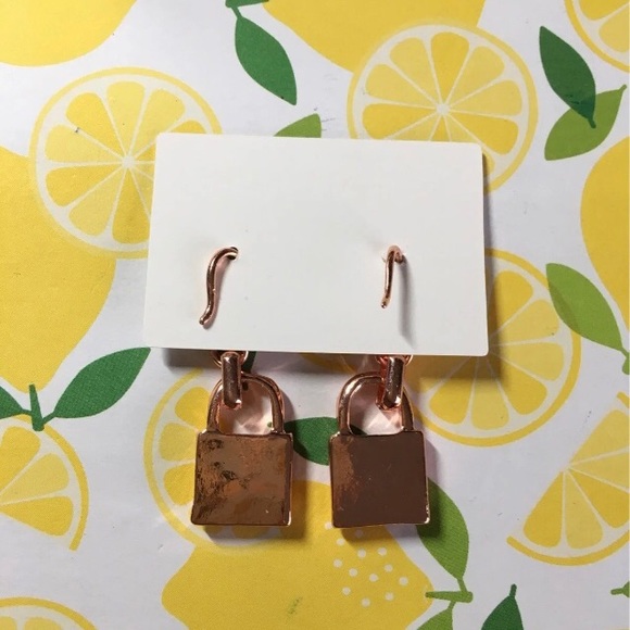 🍉 NWT Michael Kors Rose Gold Lock Earrings - Picture 6 of 9